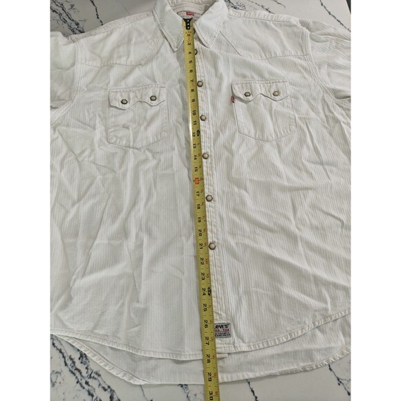 Levi's Sawtooth Shirt XL Herringbone Vintage 1997 Hex Snaps Western Ivory Rare - Picture 7 of 9
